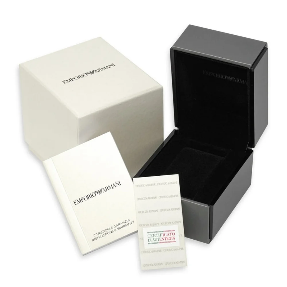 Emporio Armani Renato AR2425 43mm Large Black Dial Gold Tone Men's Watch - Picture 15 of 15